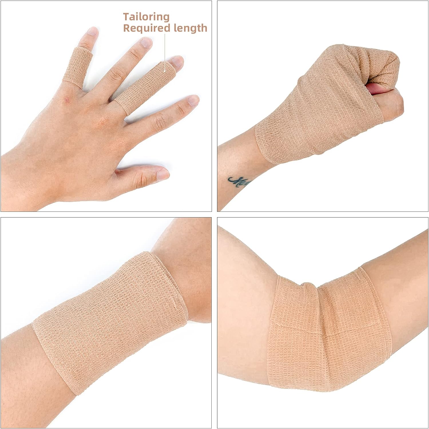 Detalle de CARBOU Self-Adhesive Cohesive Bandage Wrap, Beige, 8-Pack, 4 in x 5 yd
