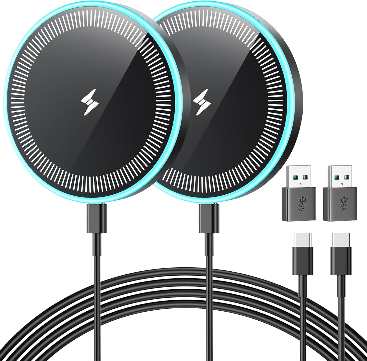 Detalle de Wireless Charger 2Pack 6FT Samsung Magnetic Wireless Charger Fast Charging Pad (15W)
