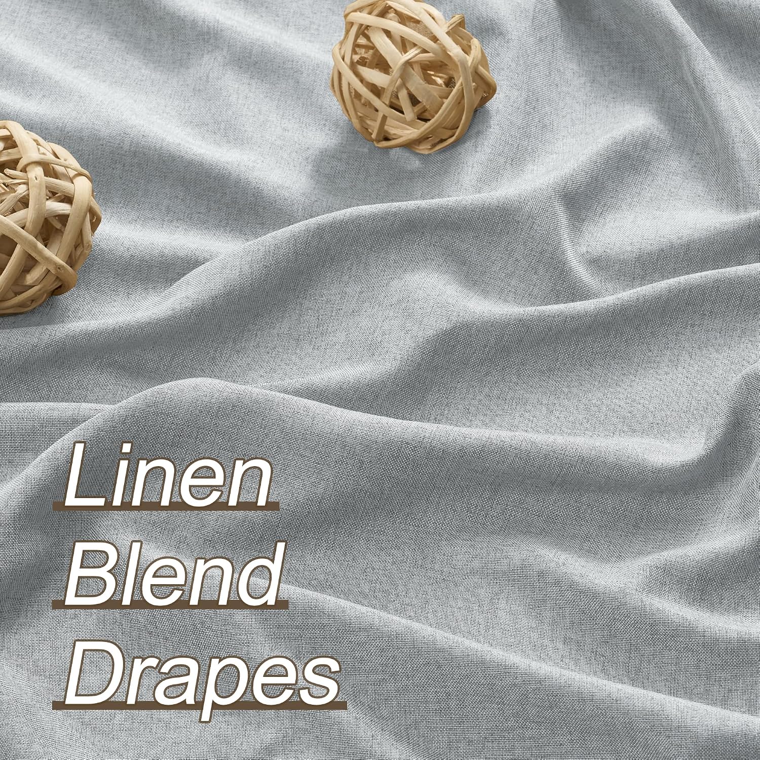 Thumbnail 4 de DUALIFE Pleated Light Gray Linen Blackout Curtains 50x105 🏠