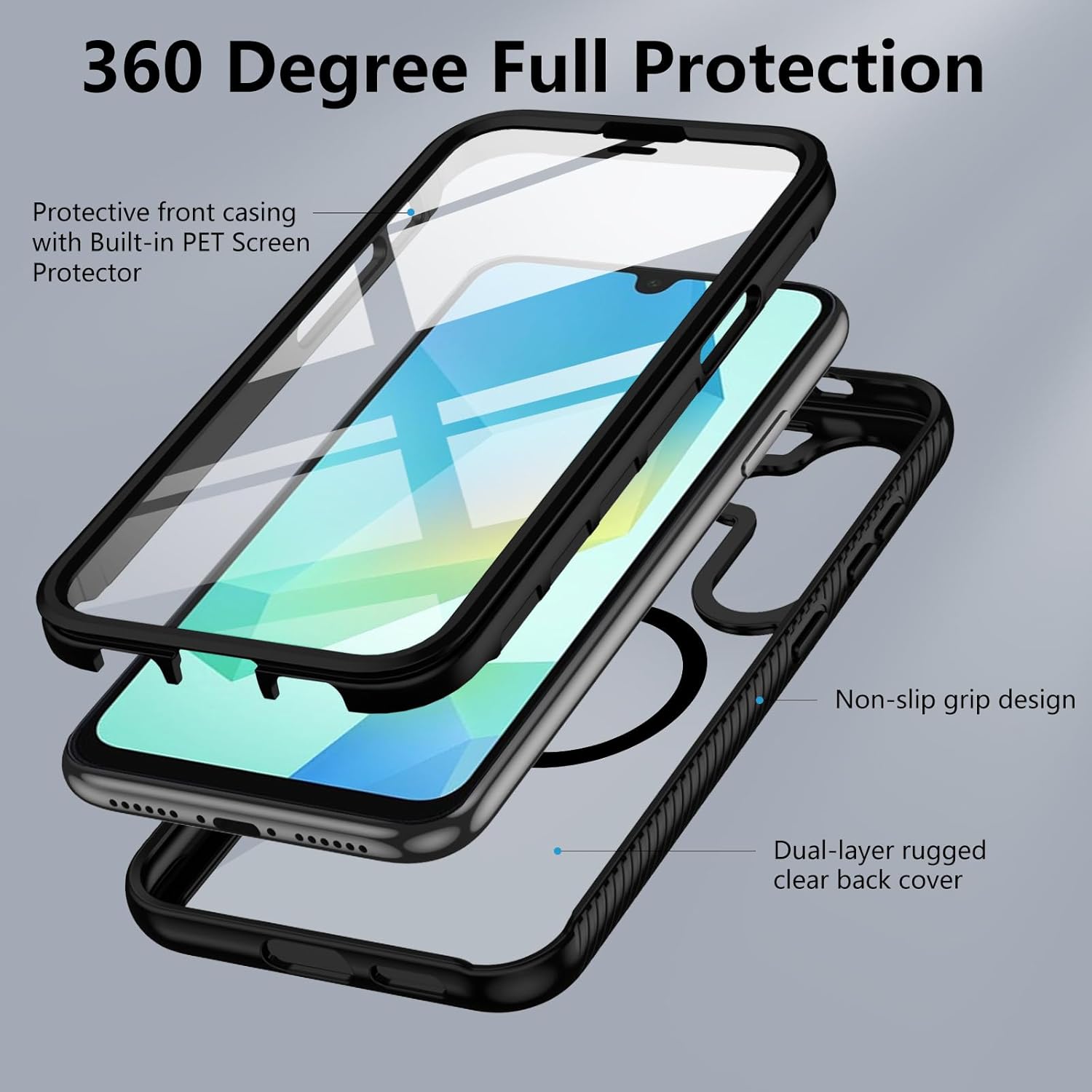 Thumbnail 1 de XTCASE Coque magnétique 360° pour Samsung Galaxy A17/A16/A26 – Protection écran intégrée et antichoc