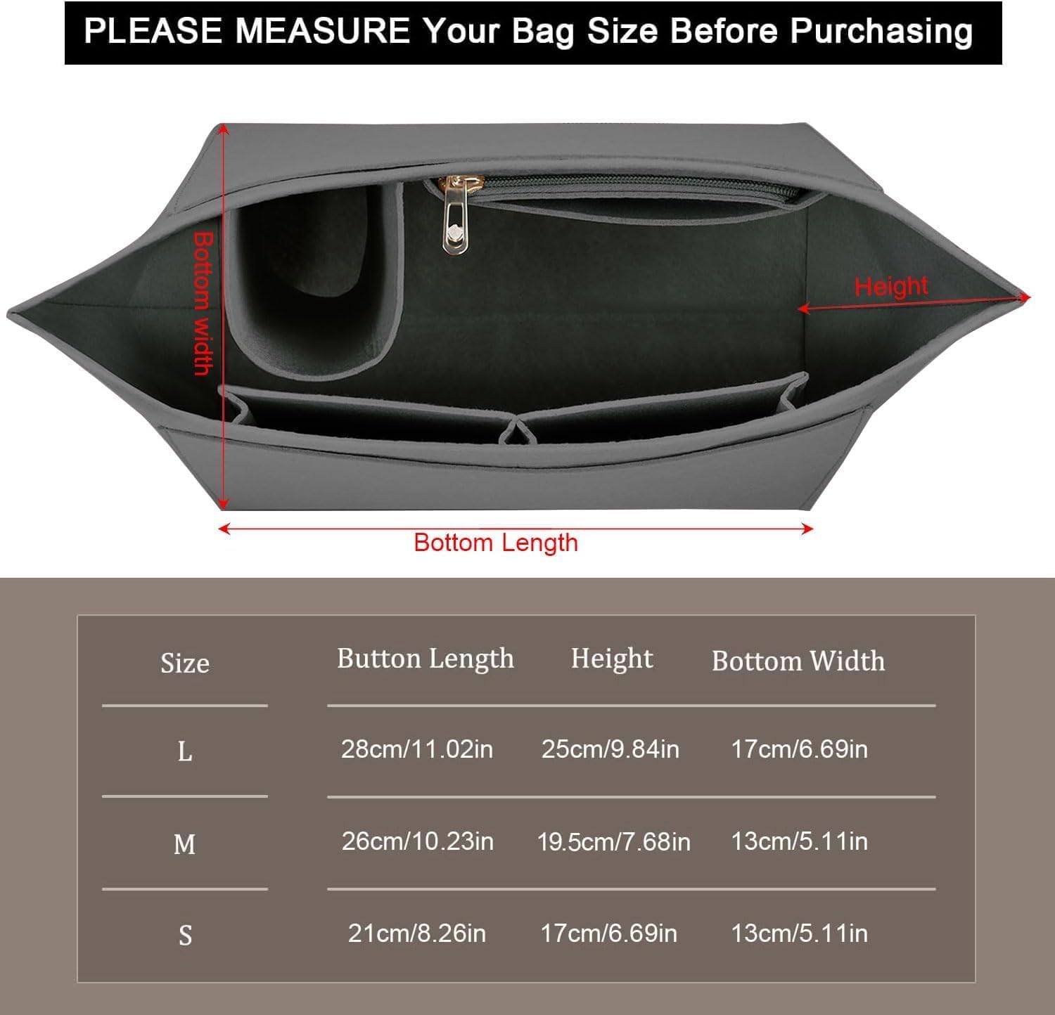 Detalle de Sunshine smile Organizer für Longchamp Tasche – Filz-Innenorganizer mit Mehrfachtaschen
