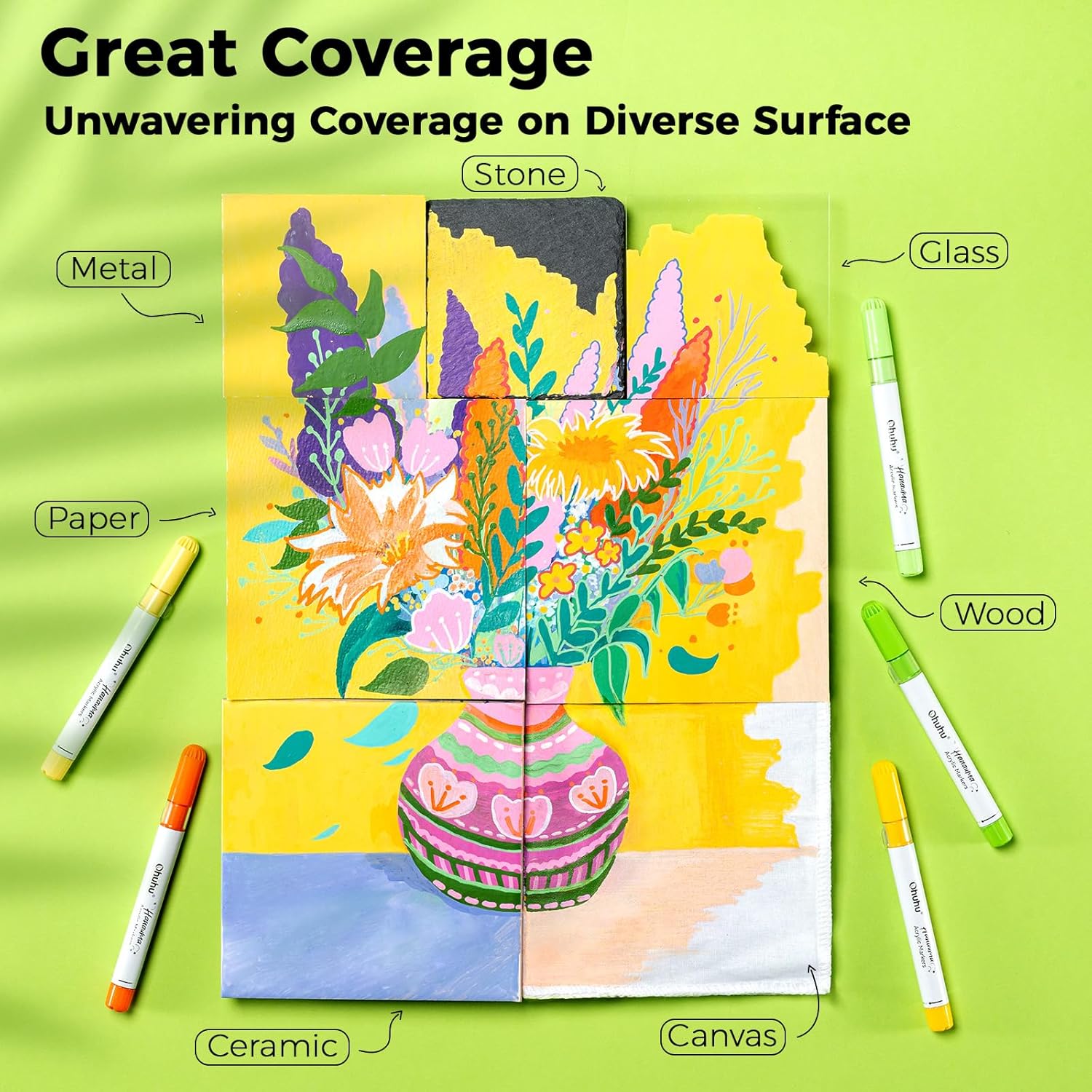 Thumbnail 2 de Ohuhu Acrylic Markers Ink Refillable – 36 colours, high opacity, waterproof acrylic pens with 2mm round tip