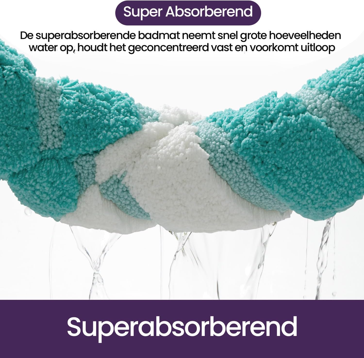 Detalle de DEXI Bath Mat badmat 40 x 60 cm, turkoois microvezel met antisliprug