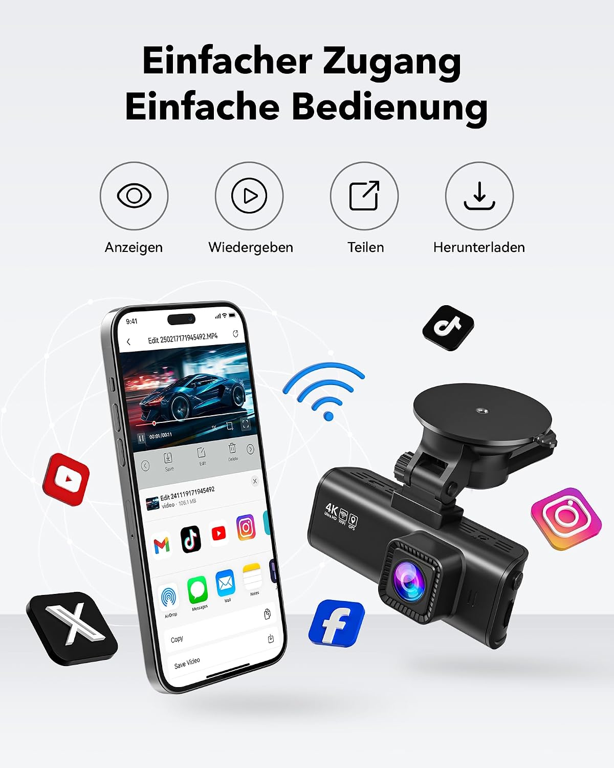 Thumbnail 4 de REDTIGER Dashcam Front-/Rear 4K/2,5K mit STARVIS 2 256 GB Max