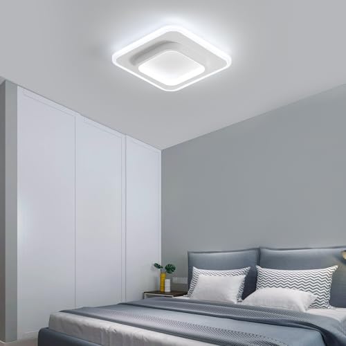 Detalle de DELIPOP Moderna Lámpara de Techo LED 24W: Plafón cuadrado blanco frío 6500 K (24 cm) para pasillo y comedor