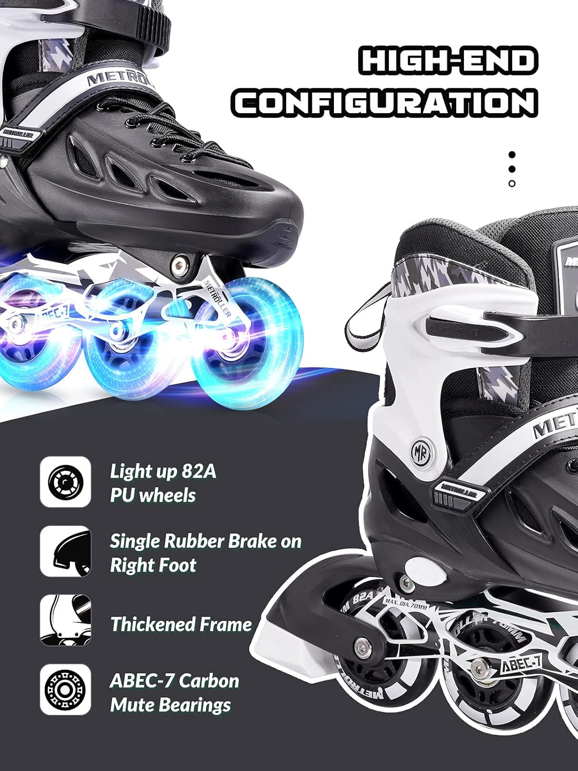 Thumbnail 4 de METROLLER Inline Skates with Light-Up Wheels (Adjustable, 4 Sizes)