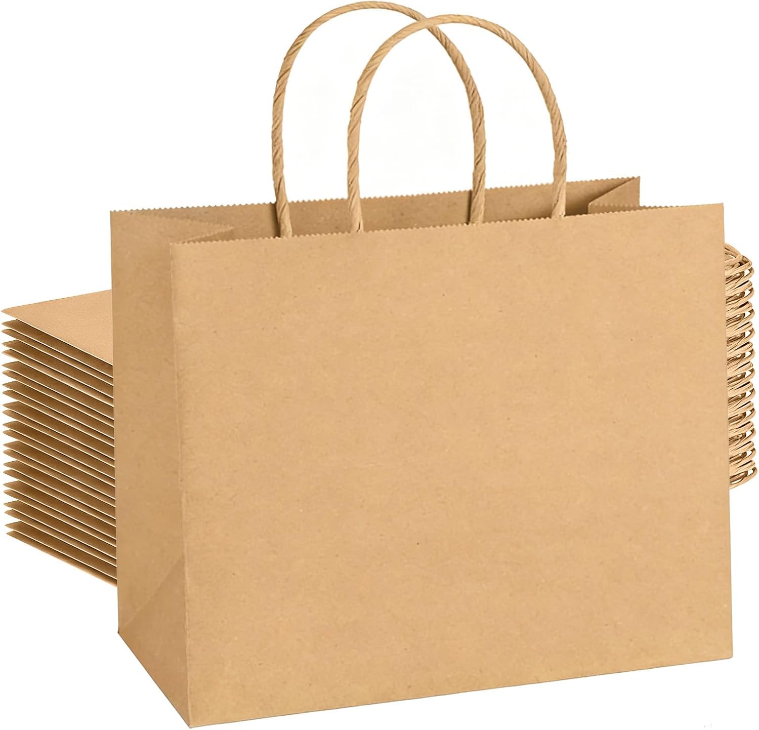 Detalle de Crisgus 100 Sacs Kraft avec Poignée – 15x8x21 cm, Lot de 100