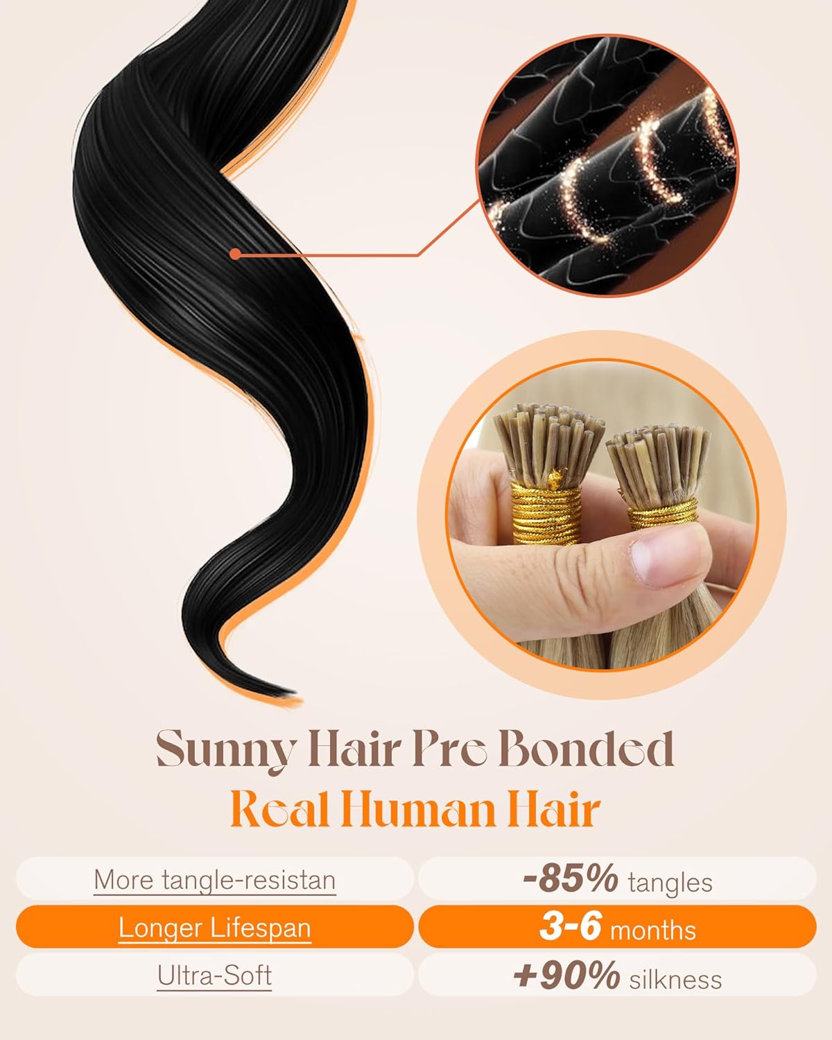 Thumbnail 3 de Sunny Hair I Tip Human Hair Extensions (18in, 50g) – Blonde Highlighted Add-Luster