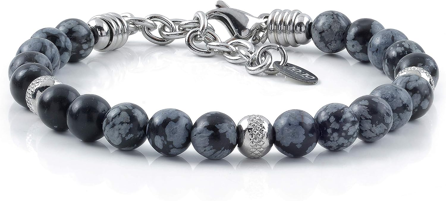 Detalle 2 de 10:10 Bracelet acier obsidienne 6 mm