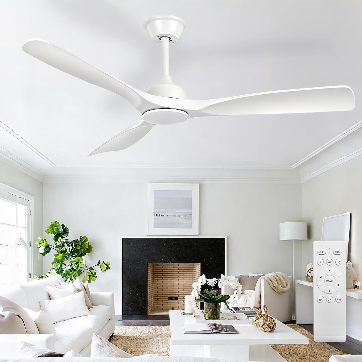 Detalle de MuyuTc MY-CF02-NL52-White 52-inch Ceiling Fan, White, Remote-Controlled