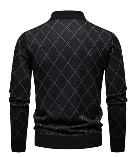 Thumbnail 3 de Shuanghao Jersey con cremallera 1/4 para Hombre — Suéter de punto fino sin capucha, negro, talla M