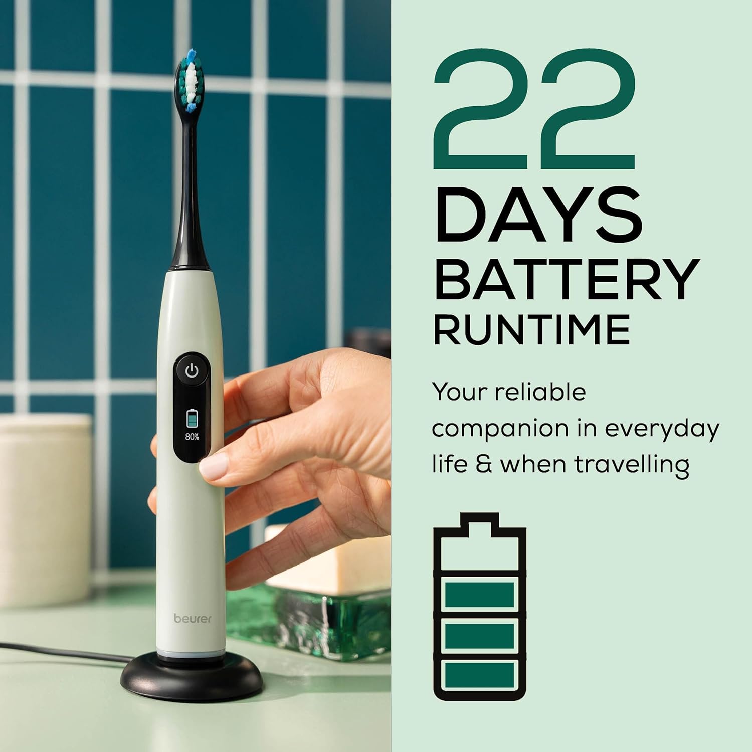 Thumbnail 3 de Beurer SC 50 Schallzahnbürste mit 5 Putzmodi, Andrucksensor & Display (inkl. 2 Aufsteckbürsten)