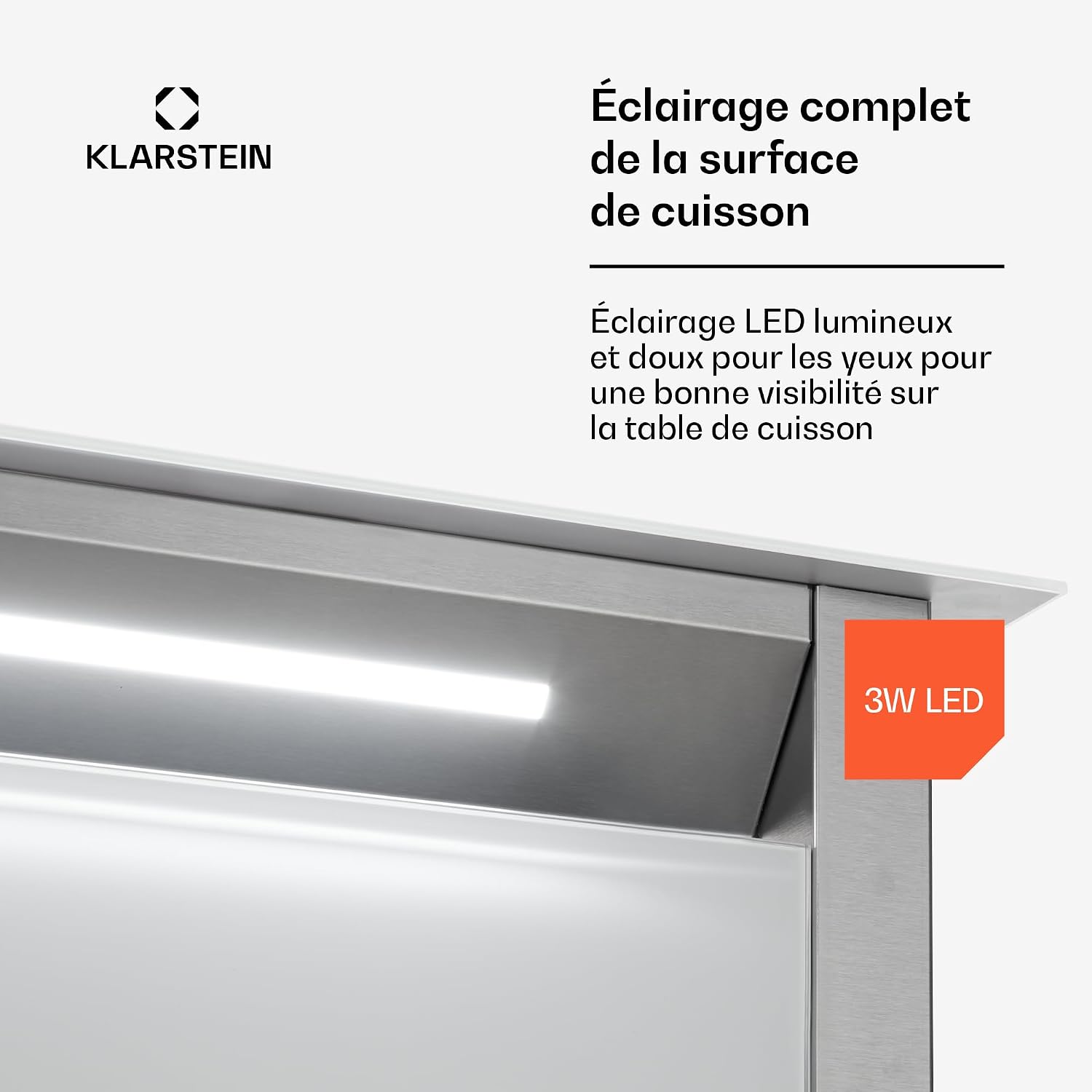 Detalle 1 de Klarstein Royal Flush Eco 10046233 intrekbare dampkap van 60 cm met led