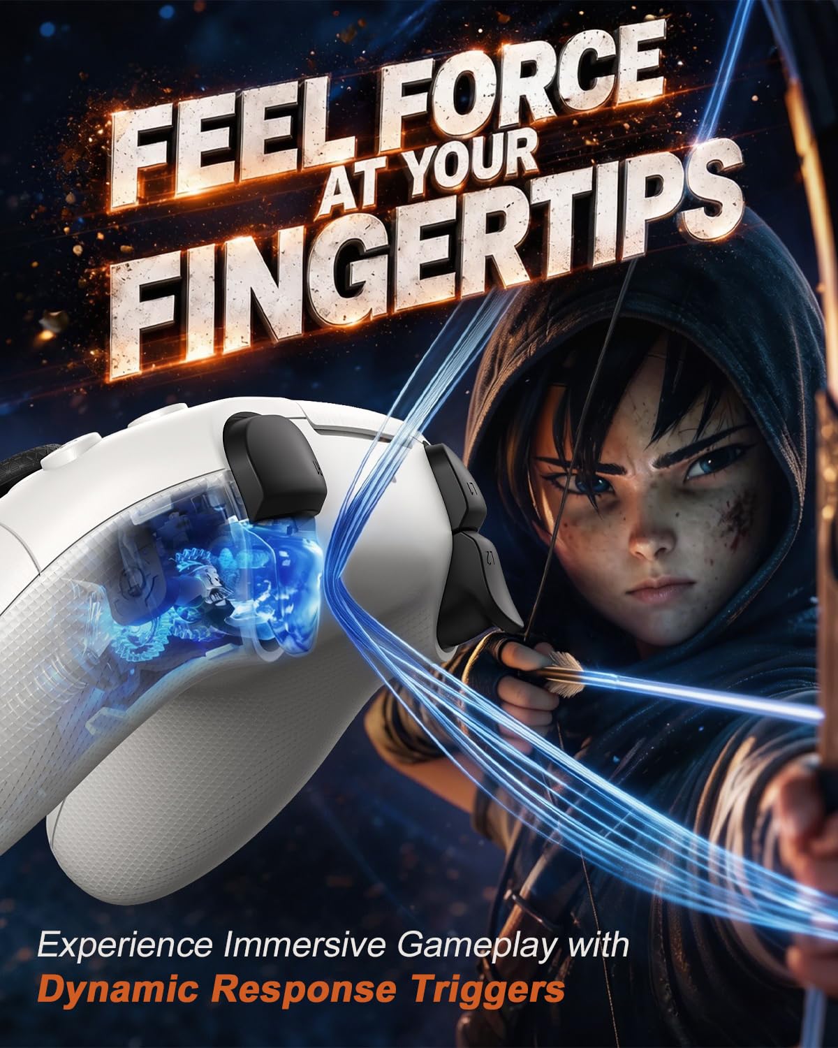Detalle de Gamrombo Wireless Controller für PS5/PC – Dynamische Trigger, HD-Vibration und 2000 mAh Akku