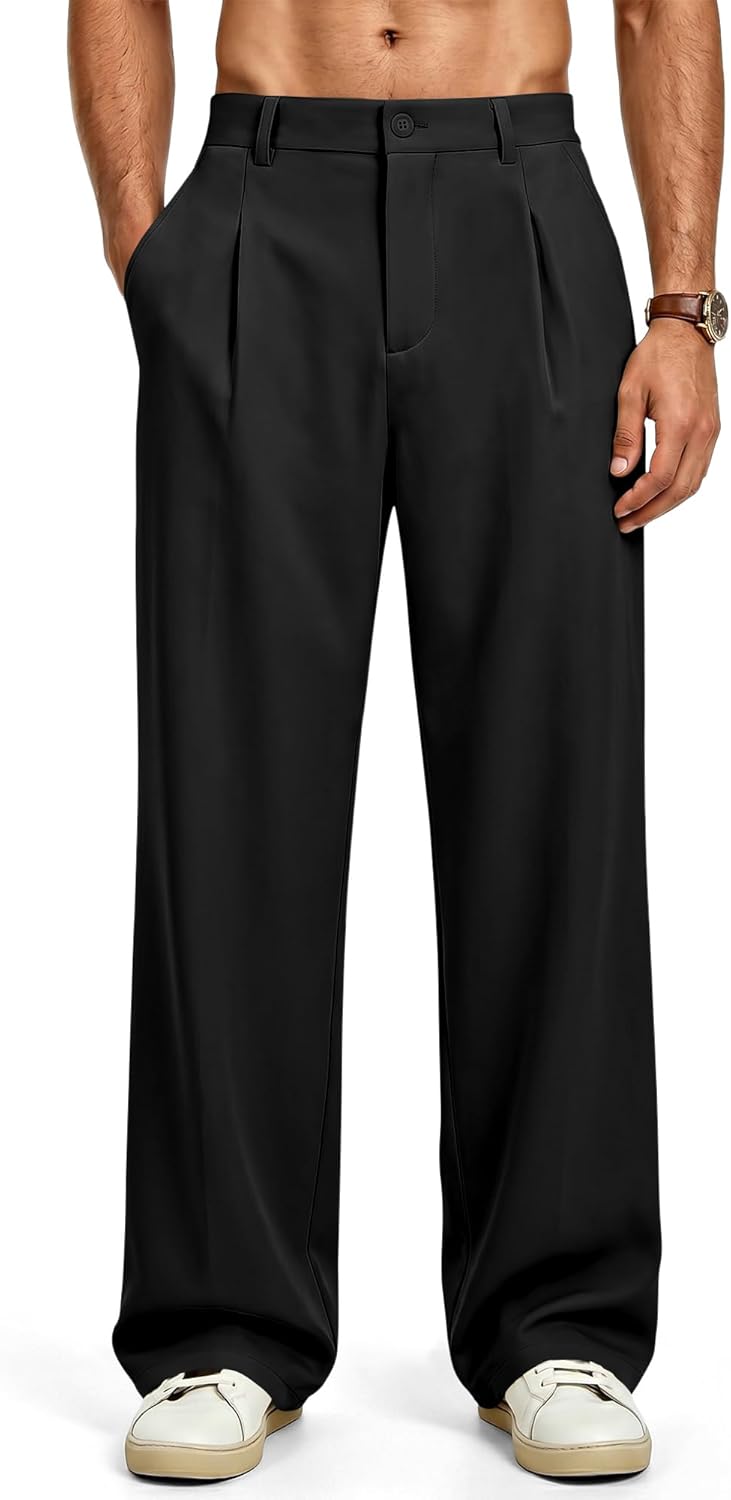 Detalle de JMIERR Herren Baggy Chino Hose – Regular Fit, knitterarm, pflegeleicht