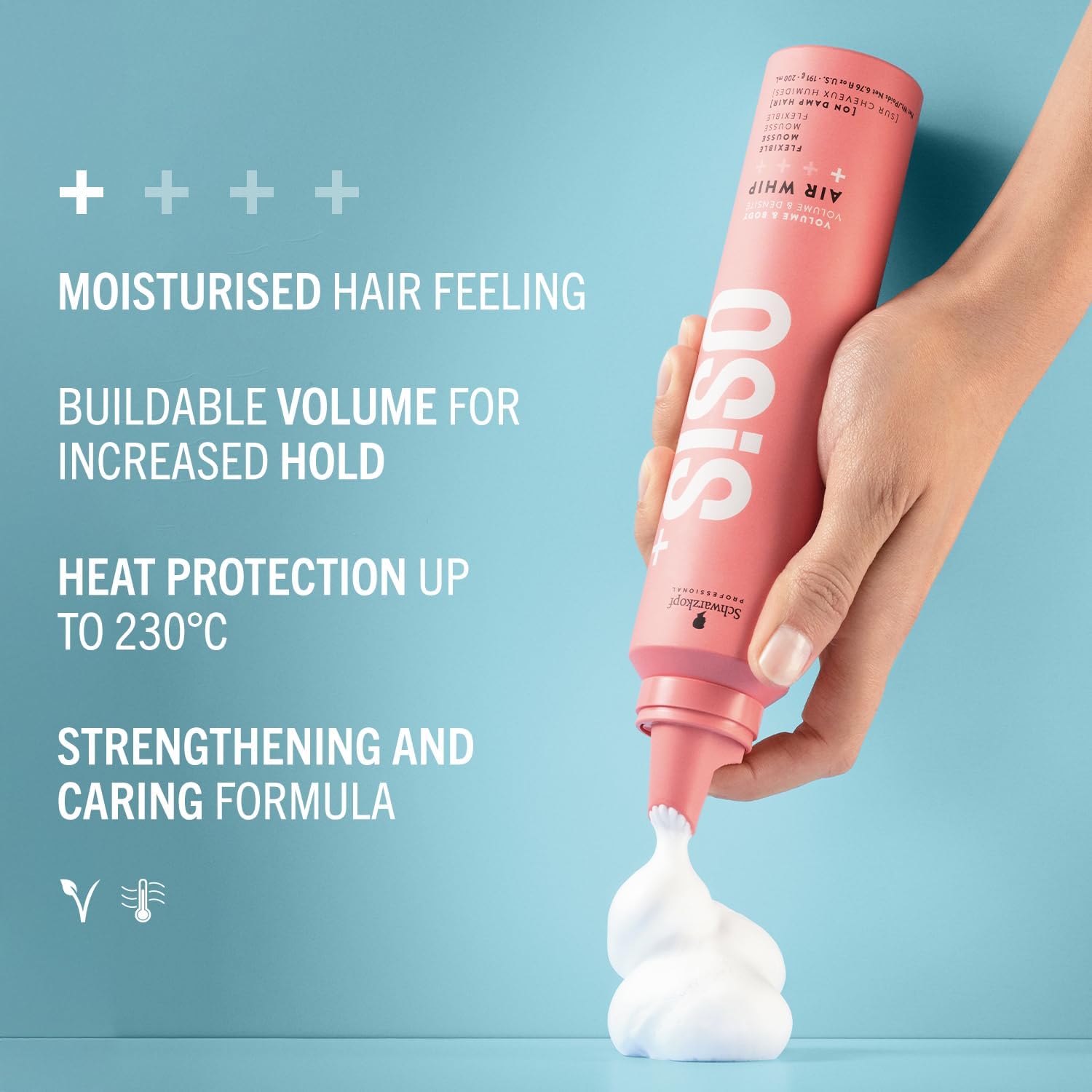 Thumbnail 3 de Schwarzkopf Professional OSiS Air Whip Hair Mousse (200 ml) – heat protection, light hold and frizz control