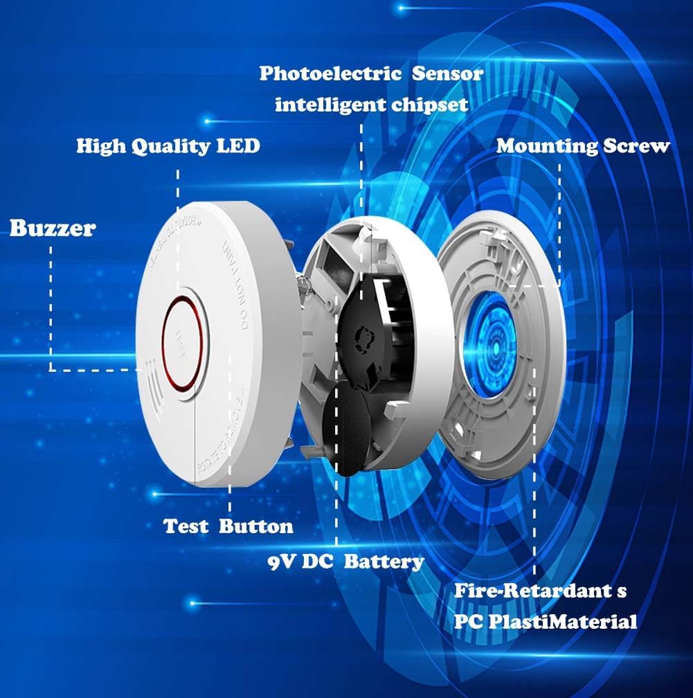 Thumbnail 1 de LSHOME 4 Pack Smoke Detector 9V Photoelectric