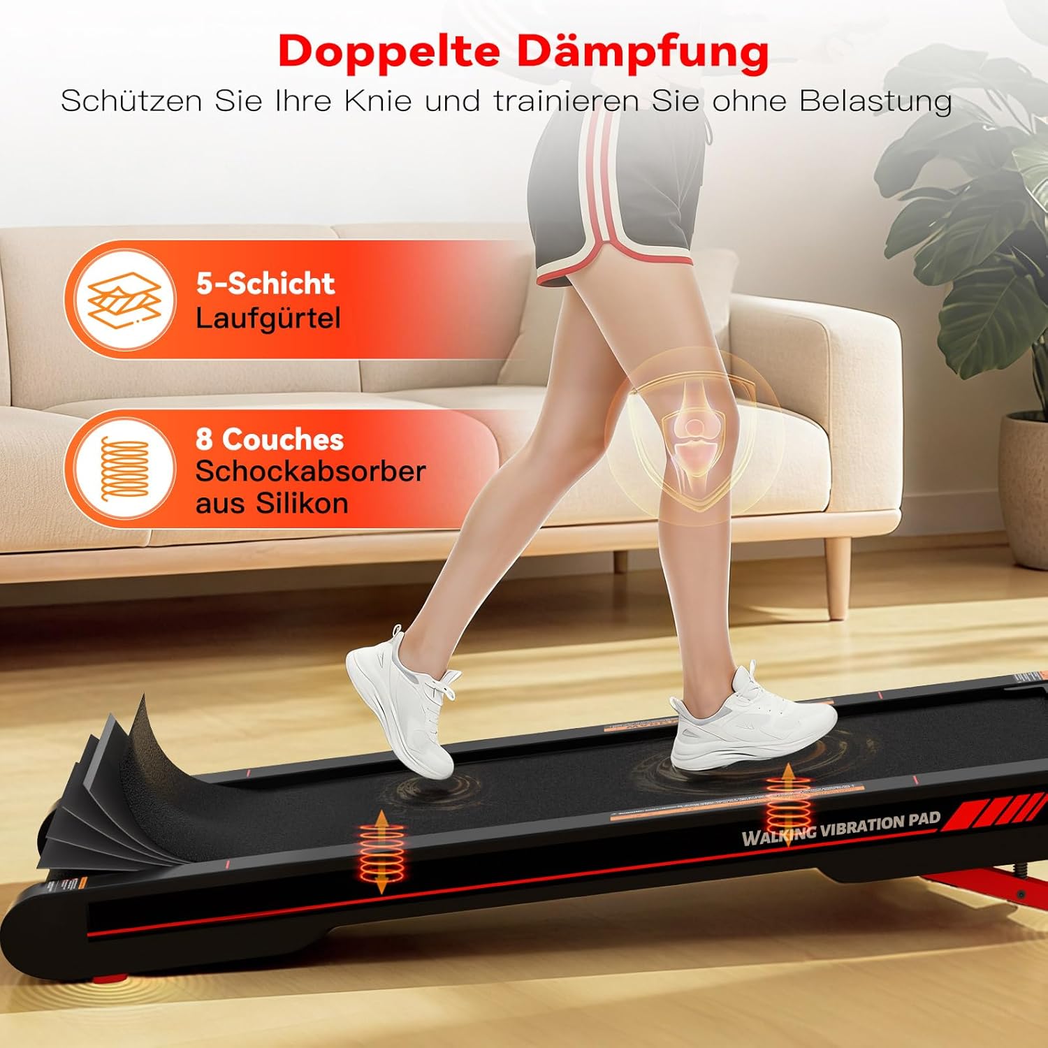 Thumbnail 6 de Sperax 4-in-1 Walking Vibration Pad Laufband für Zuhause & Büro (App, LED-Display, 0,3–6 km/h, Neigung 0–10%, 400 W)