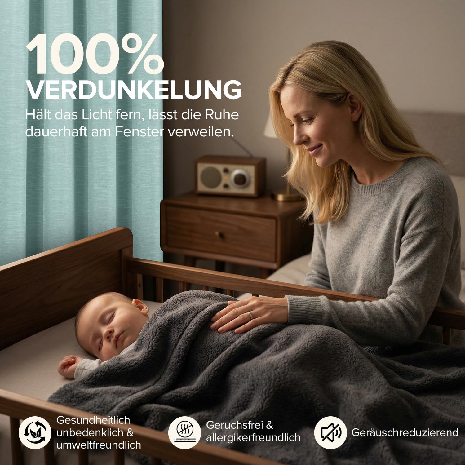 Detalle 2 de Runyéla Verdunkelungsvorhänge in Leinenoptik – 2er Set, Himmelblau, H 245 x B 140, OEKO-TEX, 305 g/m²