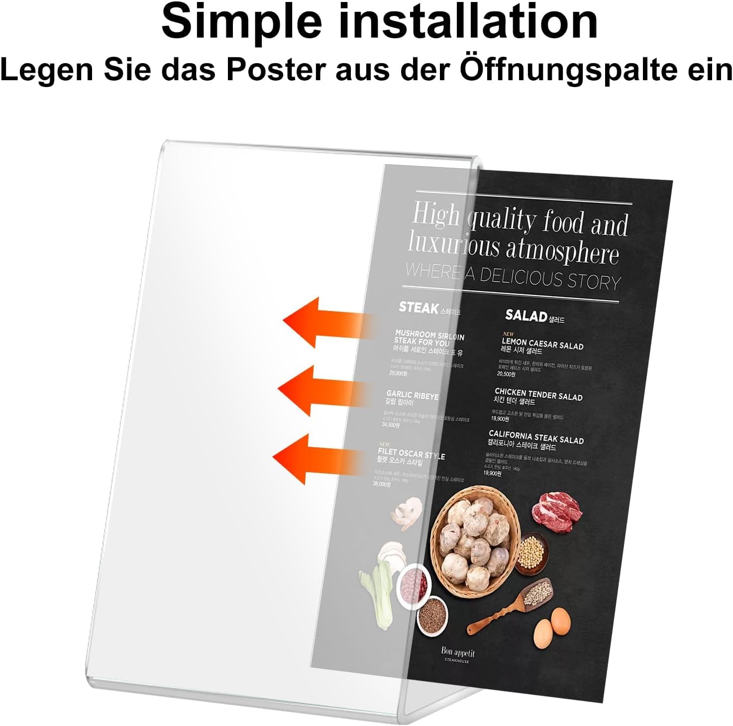 Detalle de HOSPAOP A5-bordsställ i transparent akryl, lutande L-form, 5-pack