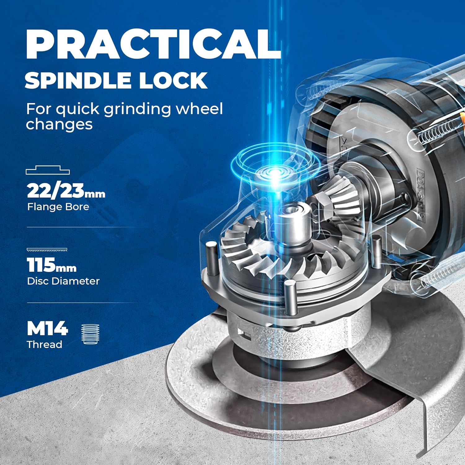 Thumbnail 2 de Dong Cheng 115mm 800W Angle Grinder with Storage Hard Case (Compact, Quick-Change Guard)