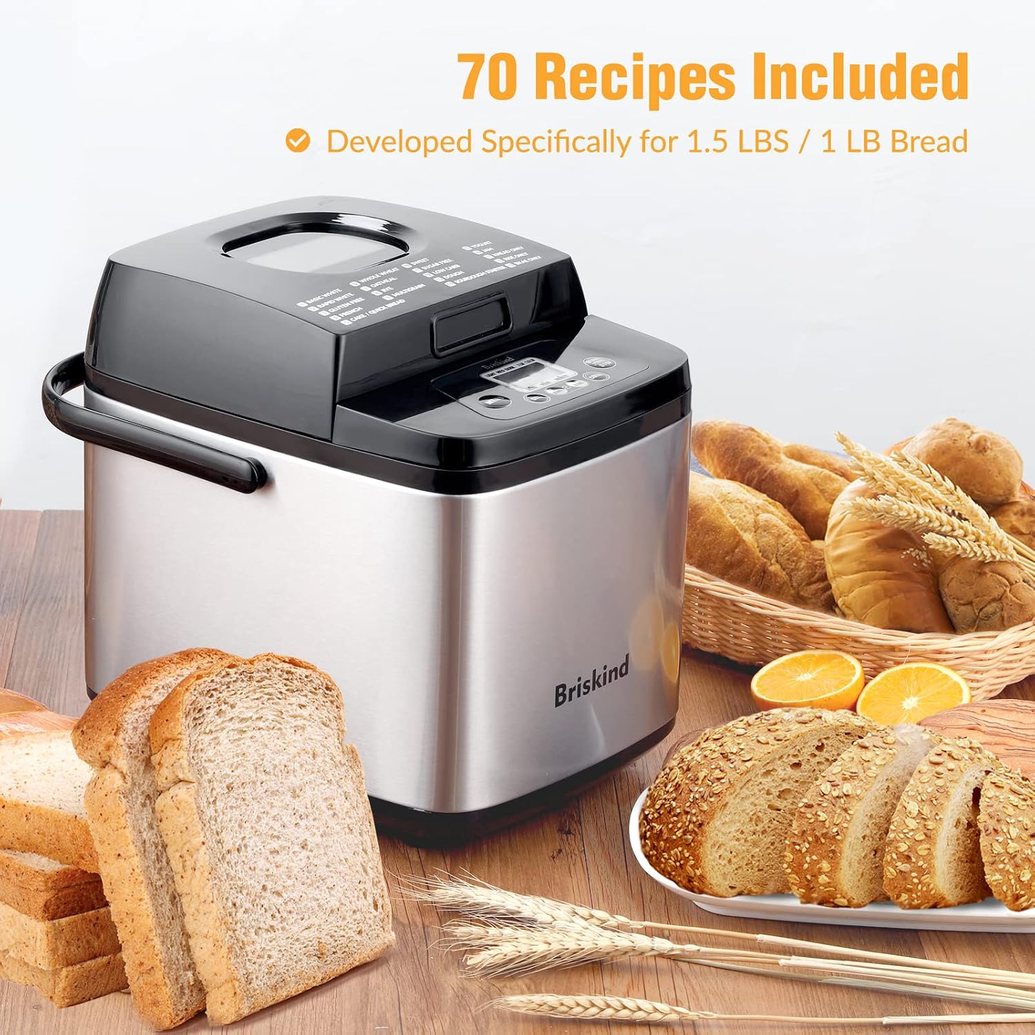 Thumbnail 6 de Briskind BM8605 Compact Bread Maker, 19 Menus, 1 and 1.5 lb Loaves