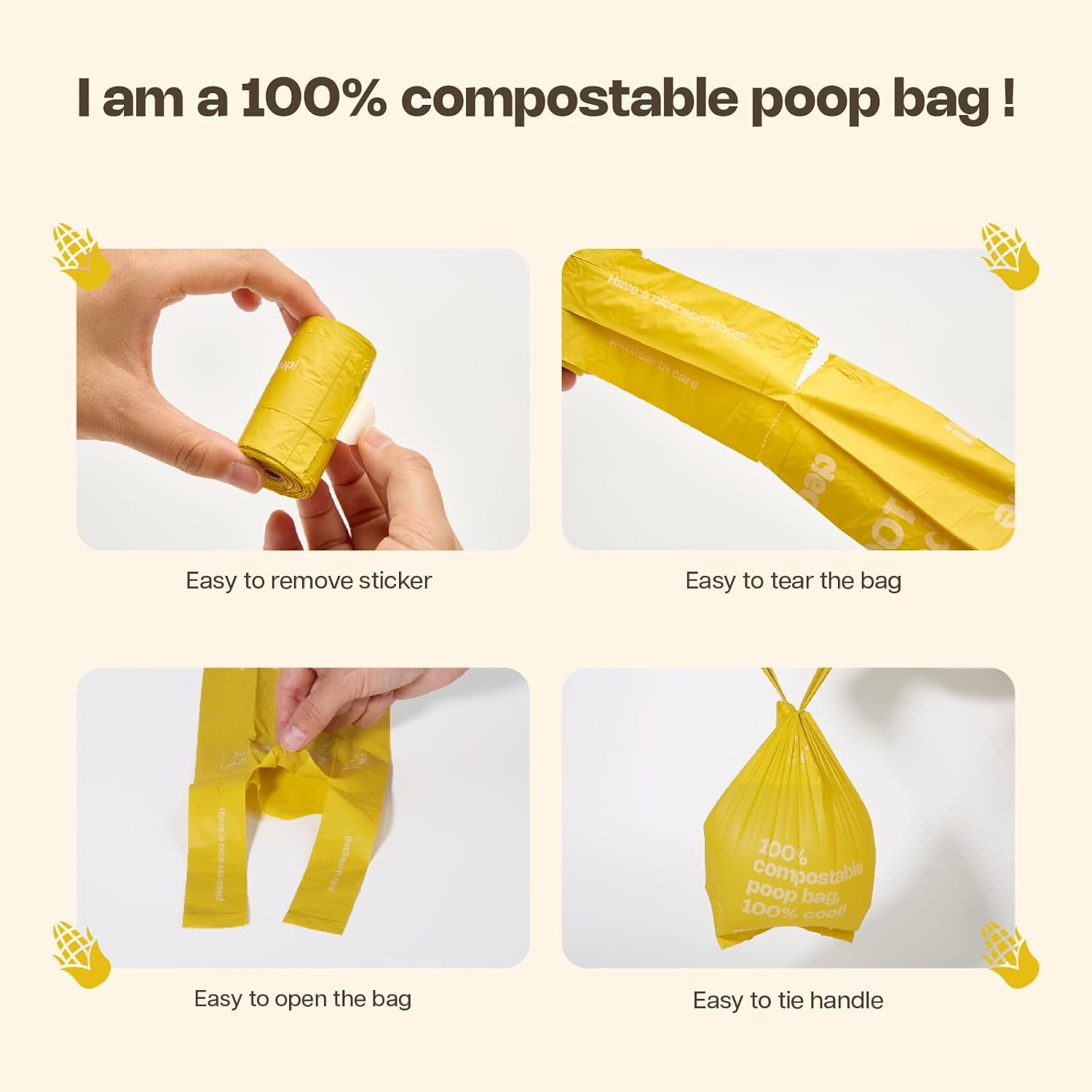Detalle 2 de Dog Poop Bags Rolls 144 Compostable Waste Bags