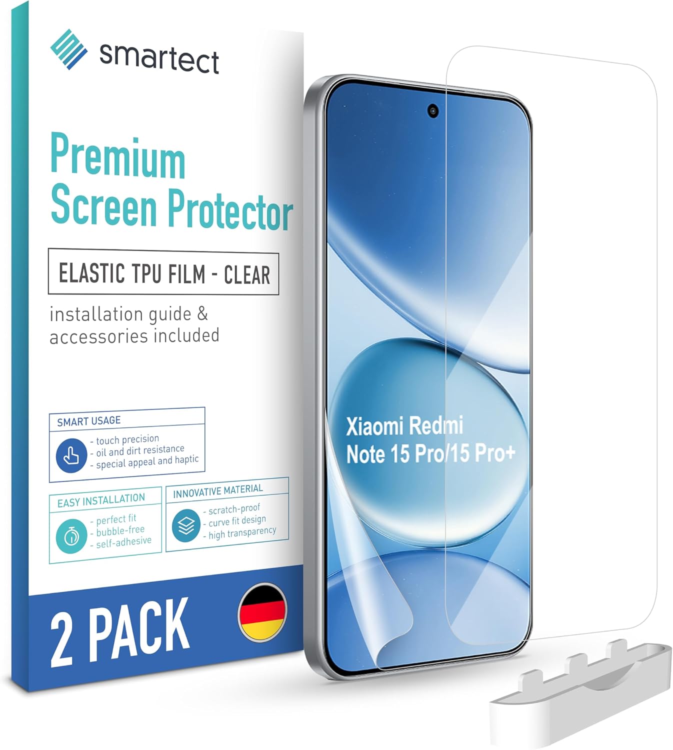 Detalle de SmarTect TPU Screen Protector for Xiaomi Redmi Note 15 Pro 4G / Pro Plus, 2-Pack