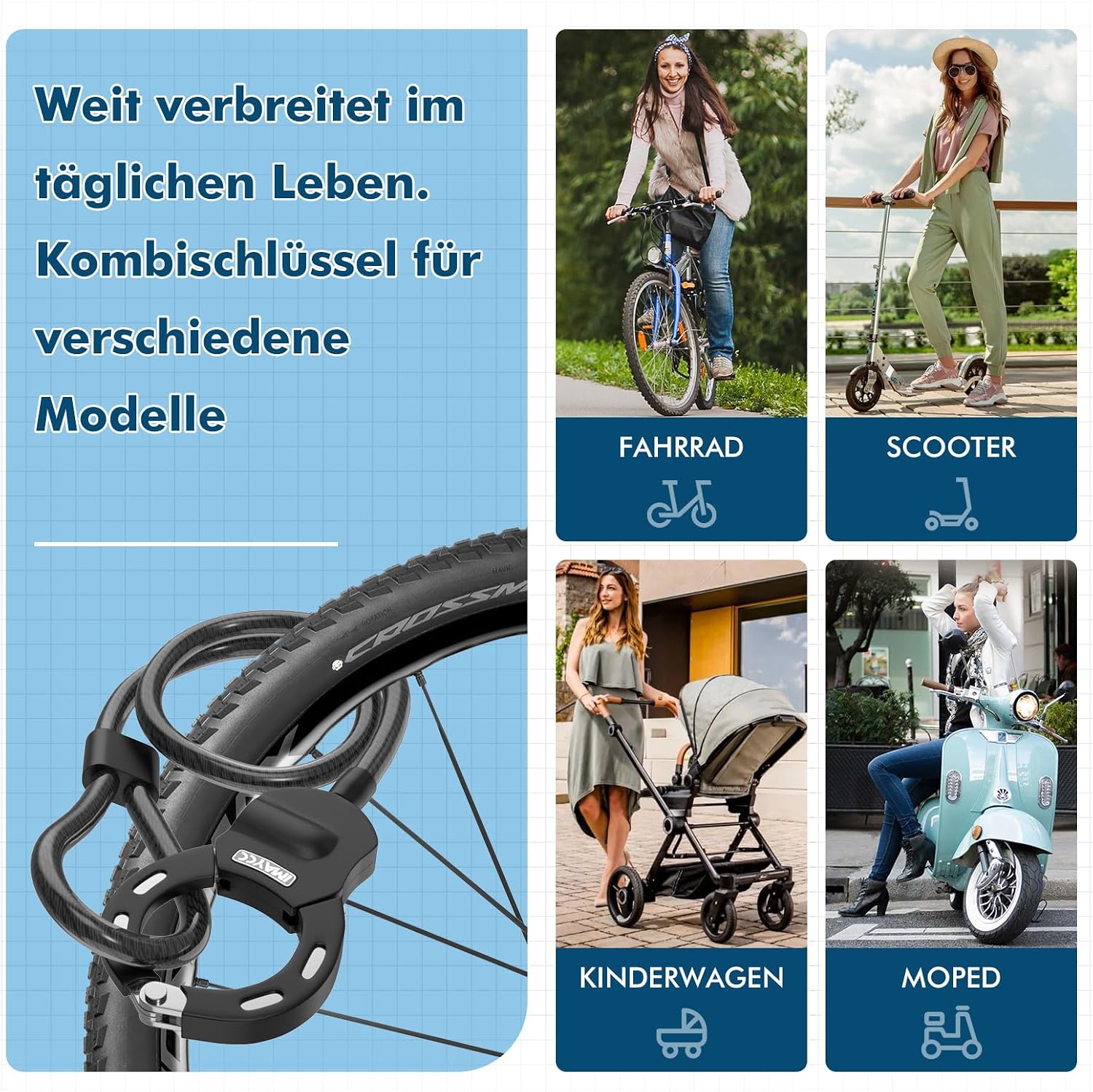 Thumbnail 6 de IMAYCC E Scooter Schloss Mit Schlüssel 100 cm