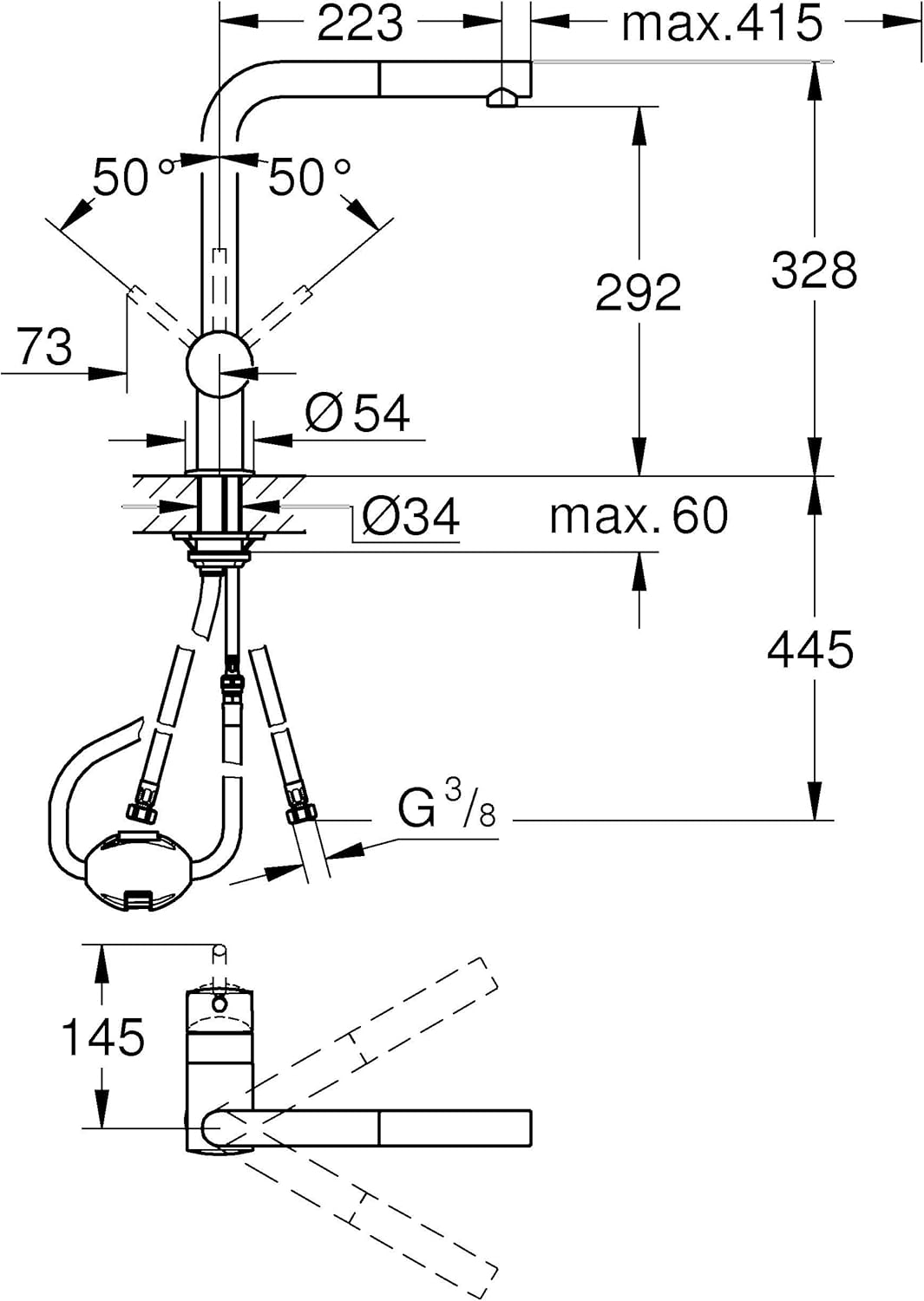 Thumbnail 2 de GROHE Minta QuickFix grifo cocina caño alto 360º 🚰
