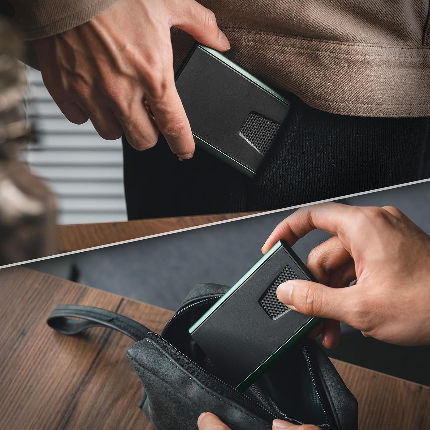 Thumbnail 4 de VULKIT Slim Aluminium Credit Card Holder (RFID blocking) with Pop-Up Wallet Design, Green