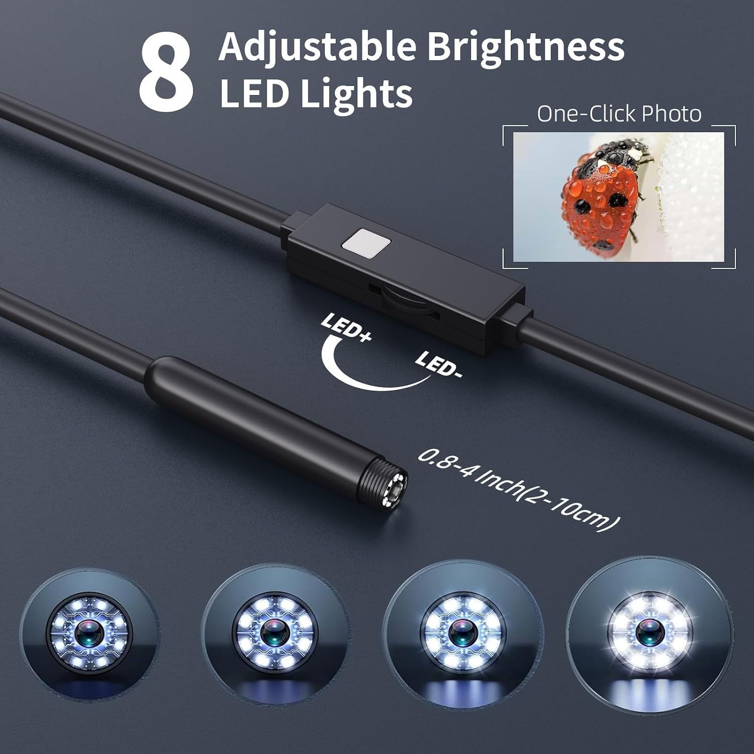 Thumbnail 1 de Hopefox 1920P HD USB Endoscope Camera with 16.4ft Cable and 8 LED Lights