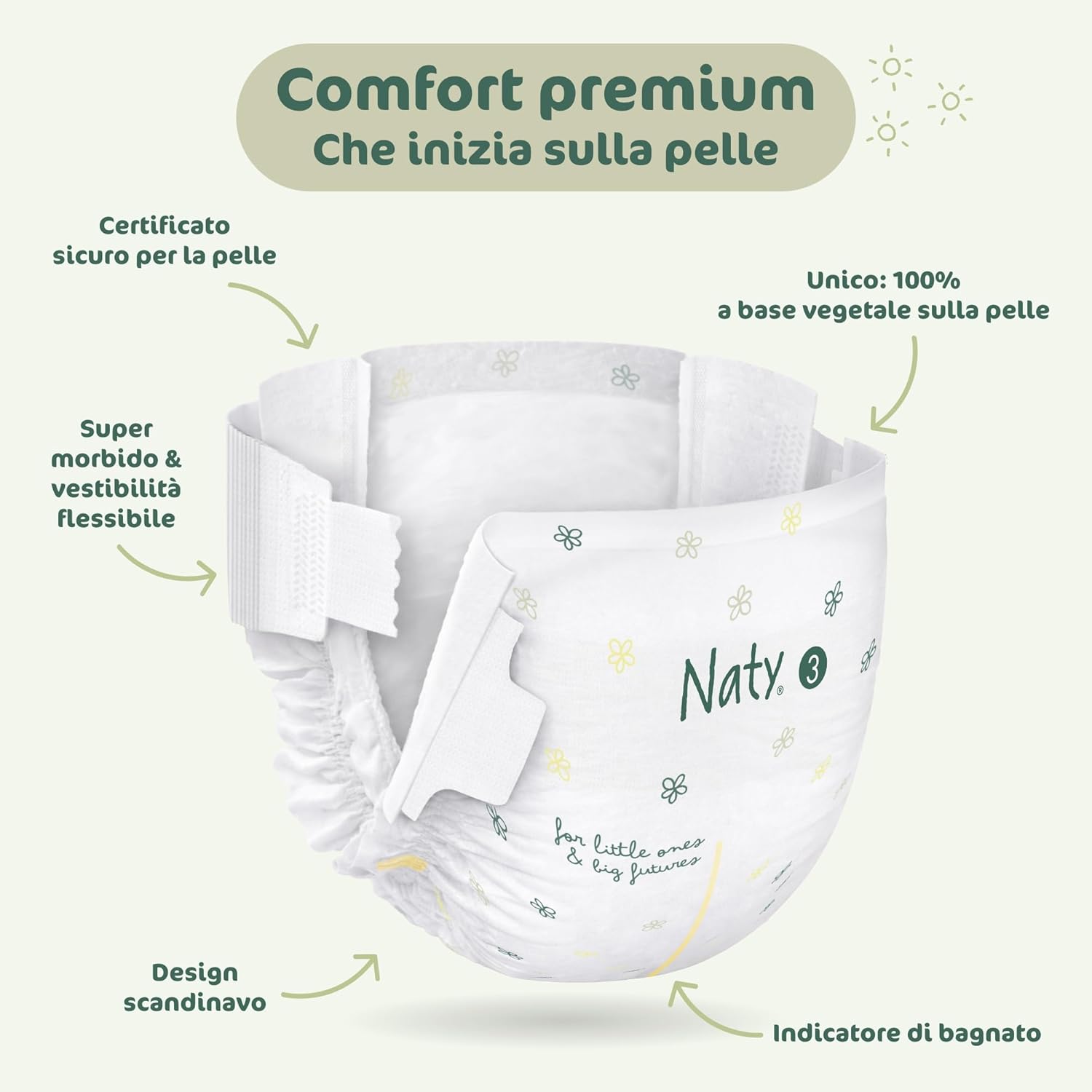 Thumbnail 6 de Naty BioEmbrace Pannolini per Bambini Taglia 3 (4–9 kg) - 100 pz: comfort vegetale e cura delicata della pelle