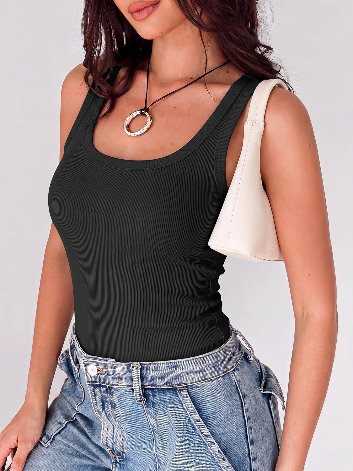 Thumbnail 2 de ANRABESS Women’s Sleeveless Scoop Neck Tank Top (Ribbed, Fitted Summer Basic)