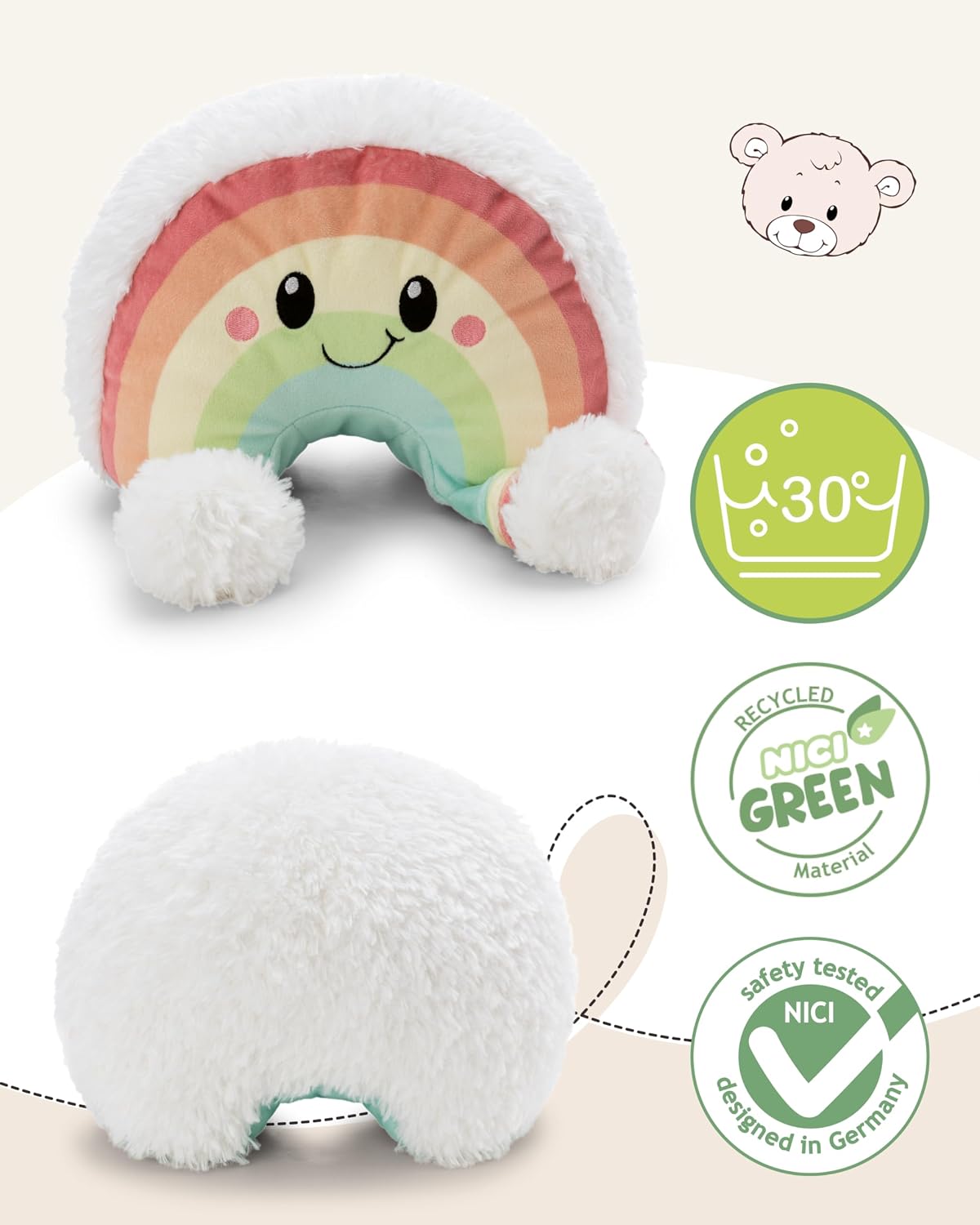 Detalle de NICI Kuschelfigur Regenbogen Nibsi, 28 cm – weiche Plüschfigur zum Kuscheln & Spielen