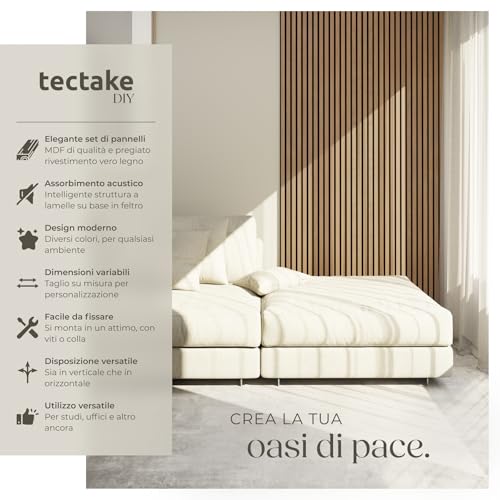 Detalle de tectake Set di 4 Pannelli Acustici Effetto Legno: design moderno e assorbimento elevato