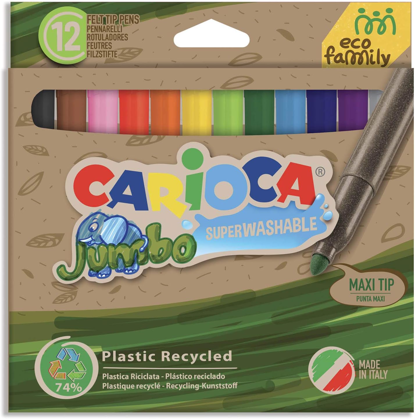Detalle de Carioca Jumbo | Pennarelli Lavabili per Bambini in Barattolo con Maniglia, 50 Colori