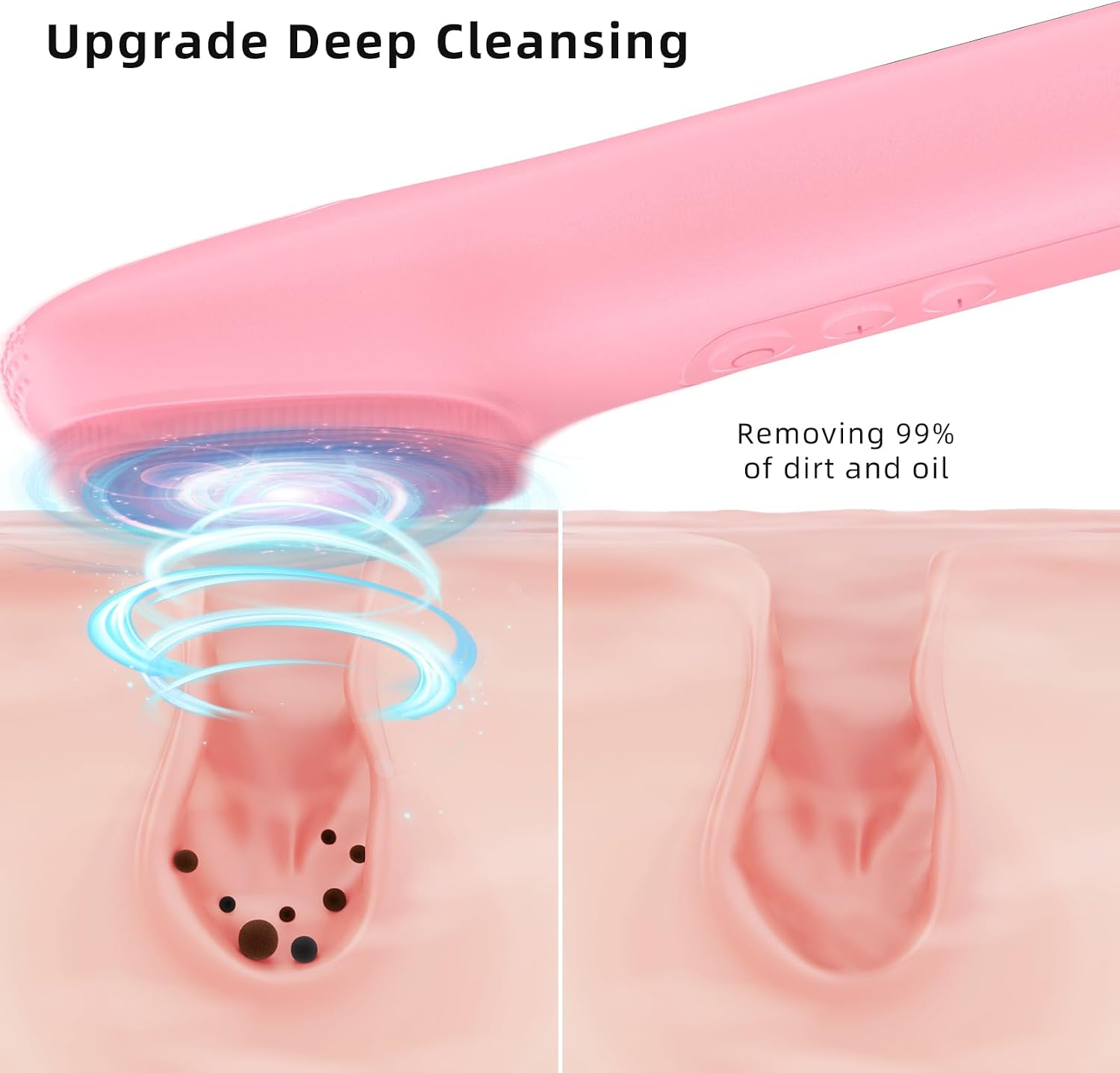 Detalle de Facial Cleansing Brush Soft Exfoliating Face Wash Brush for Pore Deep Cleansing (Pink)