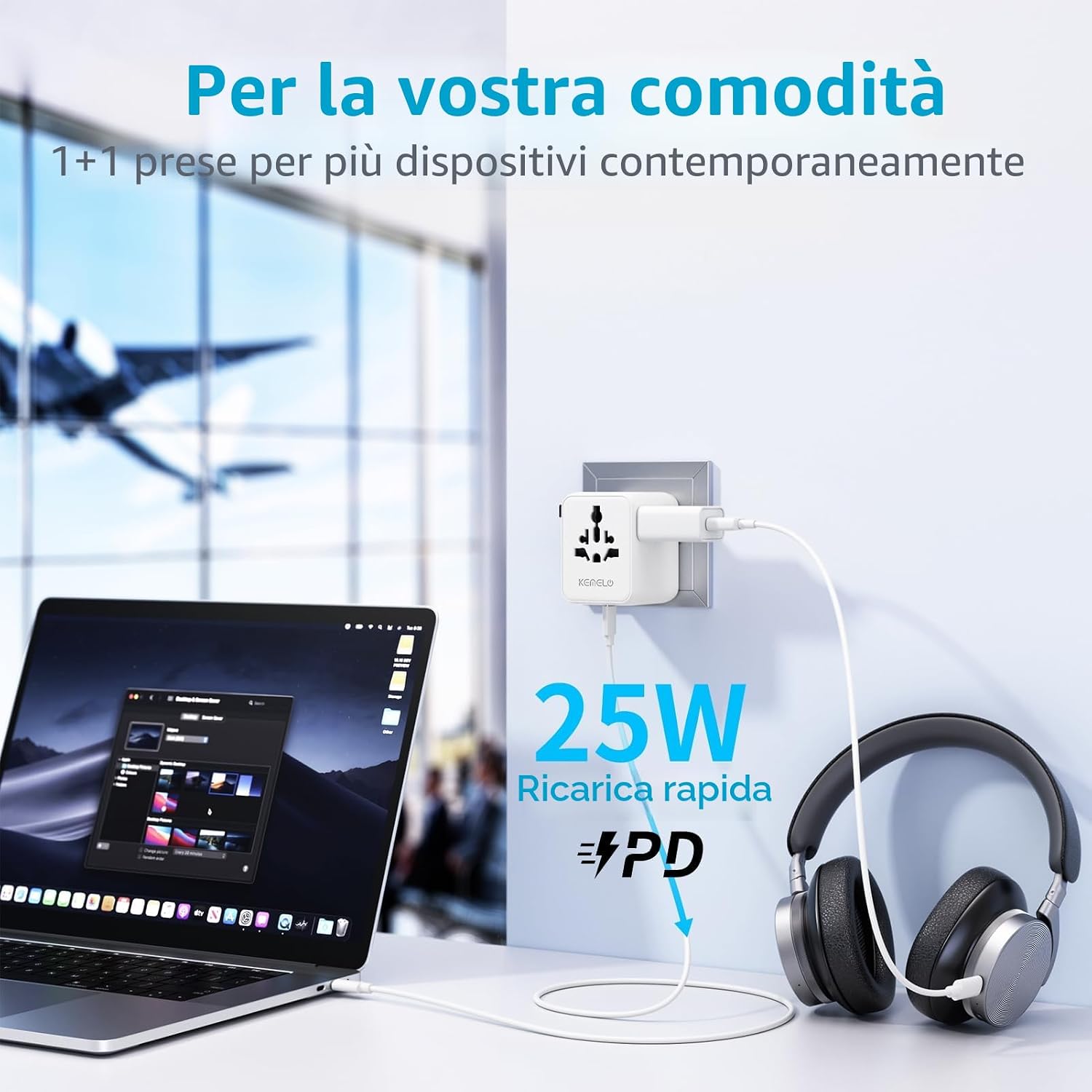 Detalle de Adattatore Universale da Viaggio 25W