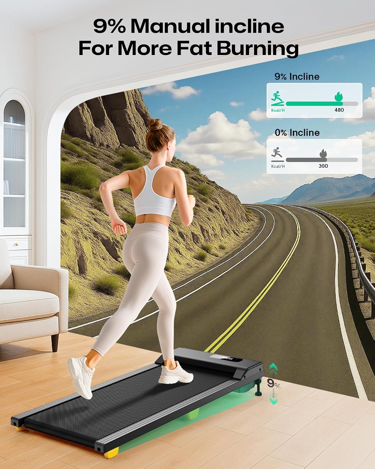Thumbnail 5 de UREVO Walking Pad 9% Steigung leises Laufband Büro