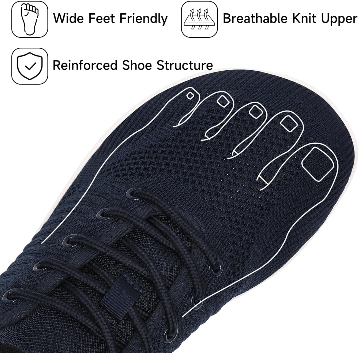 Detalle de Geweo Barfuß Schuhe Damen & Herren – Breite Zehenbox, Zero-Drop, rutschfest, atmungsaktiv