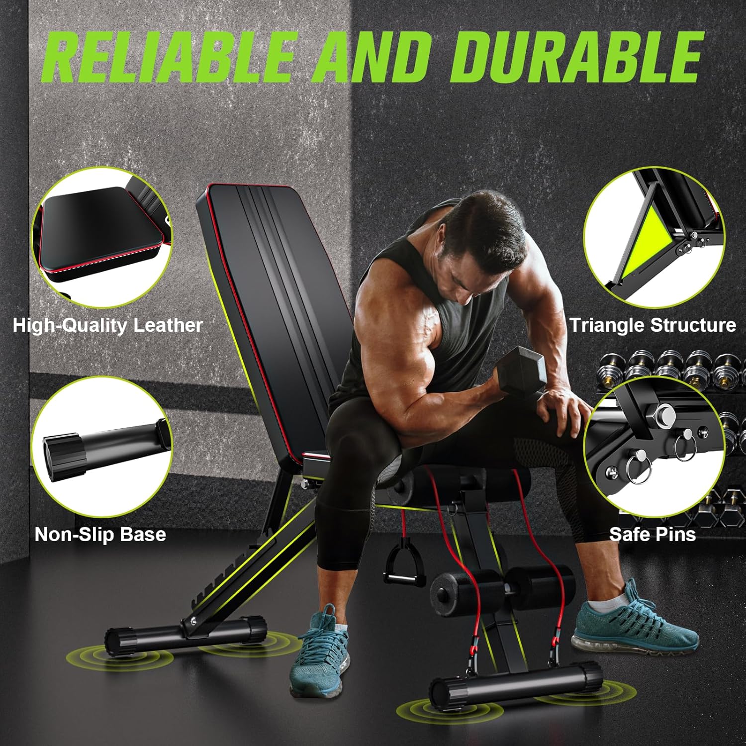 Thumbnail 3 de FitinOne Adjustable 800LBS Weight Workout Bench (Leg Extension & Preacher Pad) for Home Gym