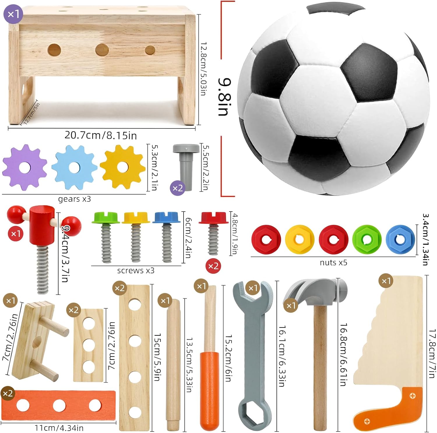 Thumbnail 5 de AiTuiTui Coffret d’outils en bois Montessori DIY (29 pièces) pour enfants dès 3 ans