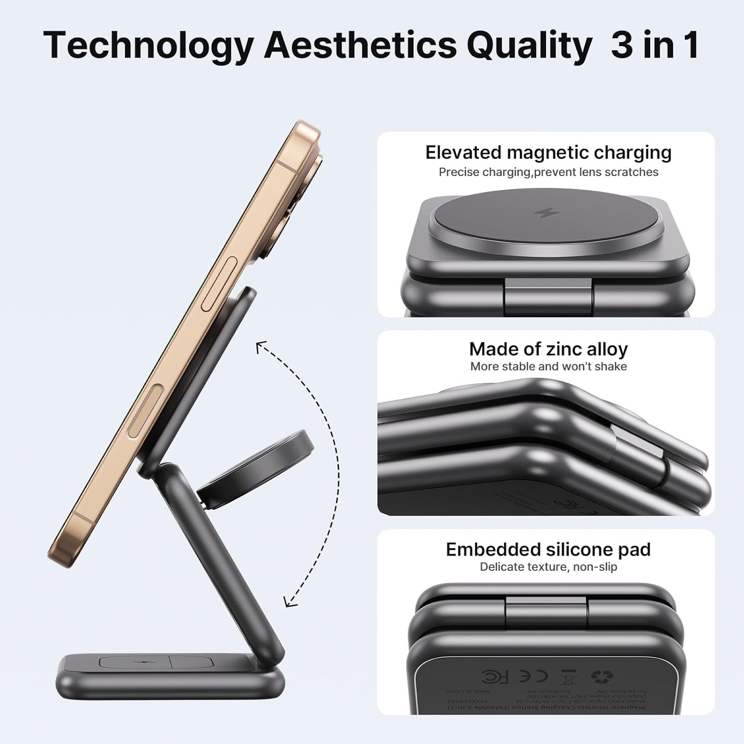 Thumbnail 5 de Alilong 3-in-1 MagSafe Wireless Charging Station (Zinc Alloy, foldable travel stand)