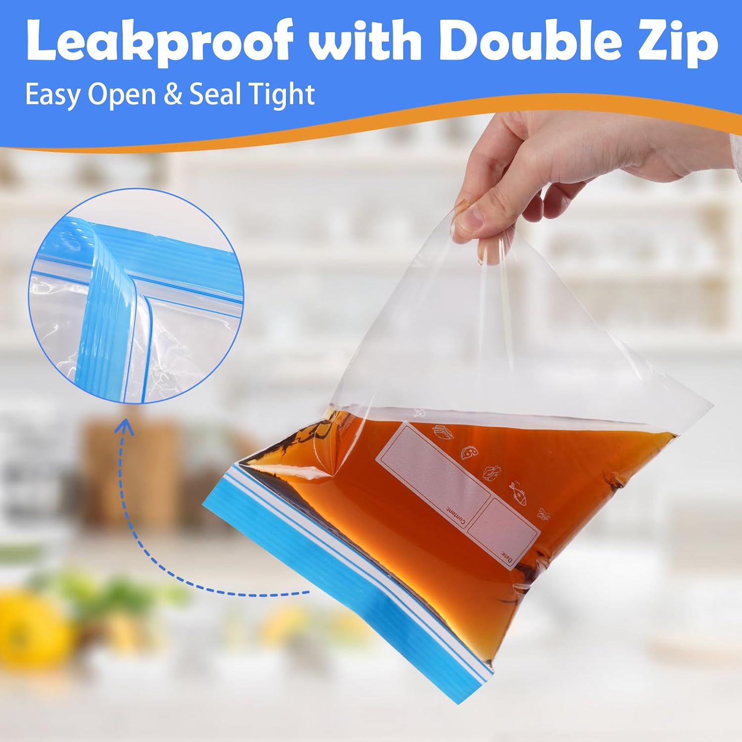 Detalle 2 de Adtefon Freezer Bags 70 Pcs Food Storage Set