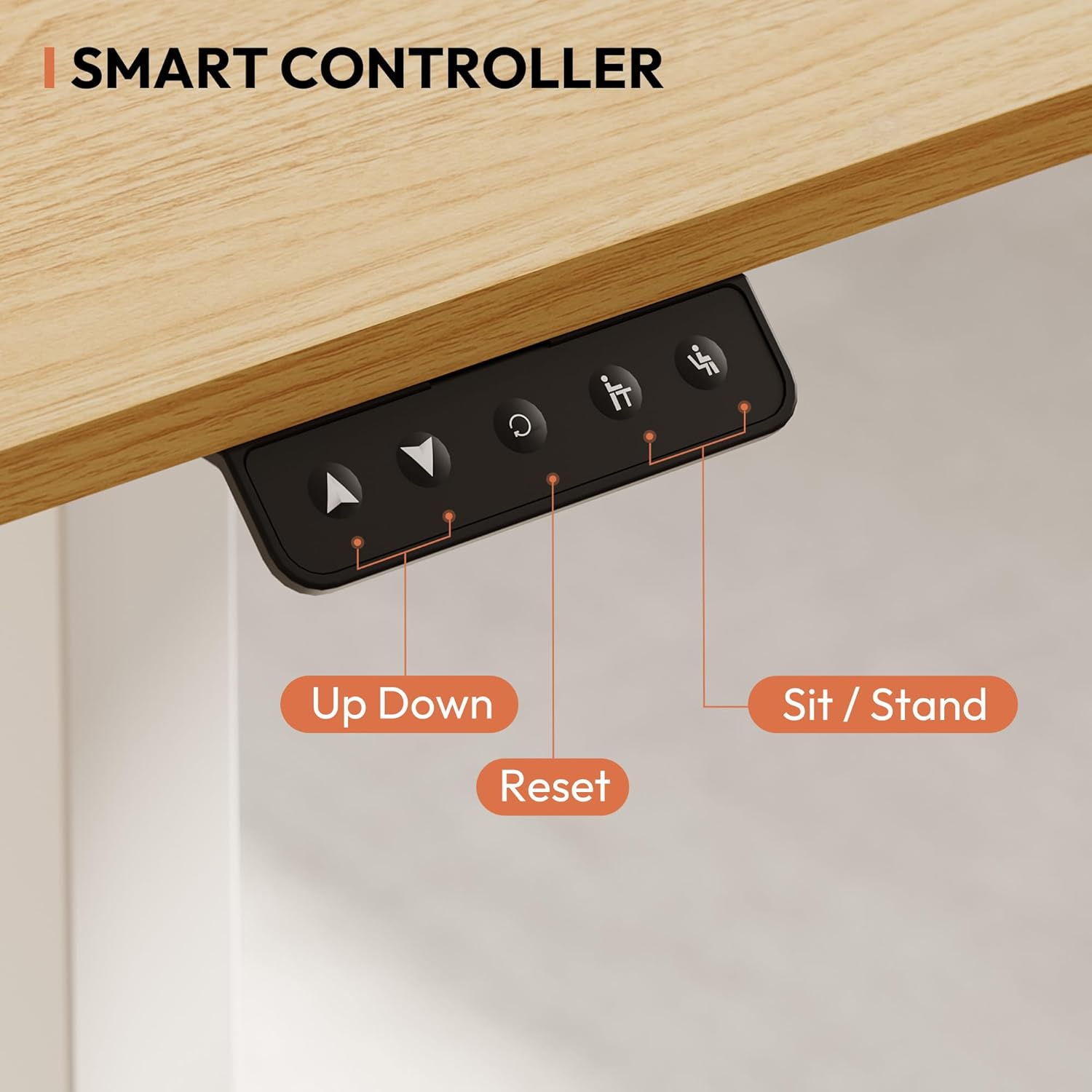 Thumbnail 3 de SANODESK Bureau Assis Debout Électrique – 110x54 cm, cadre blanc et plateau érable