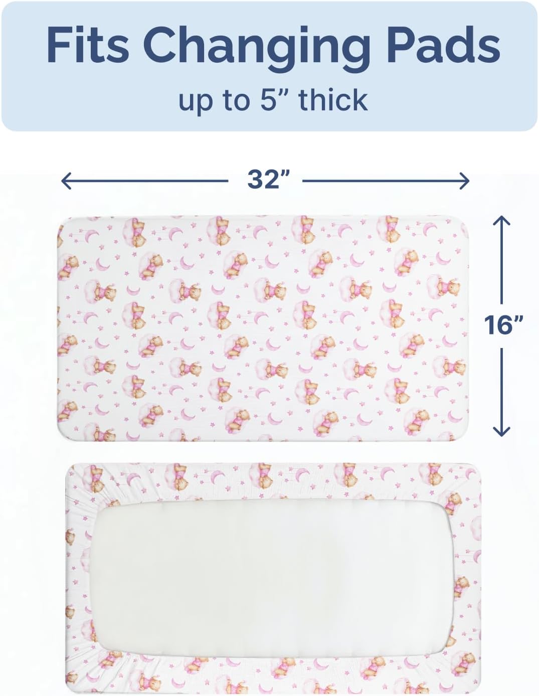 Thumbnail 4 de CGK Unlimited Dream Bear Changing Pad Covers, 2-Pack, 32 x 16-Inch Microfiber