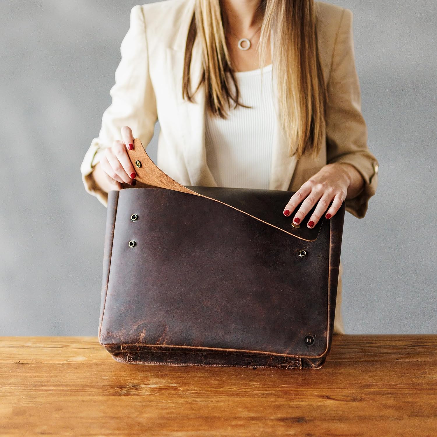 Thumbnail 6 de Brown Moonster Full Grain Leather Folder File Organizer