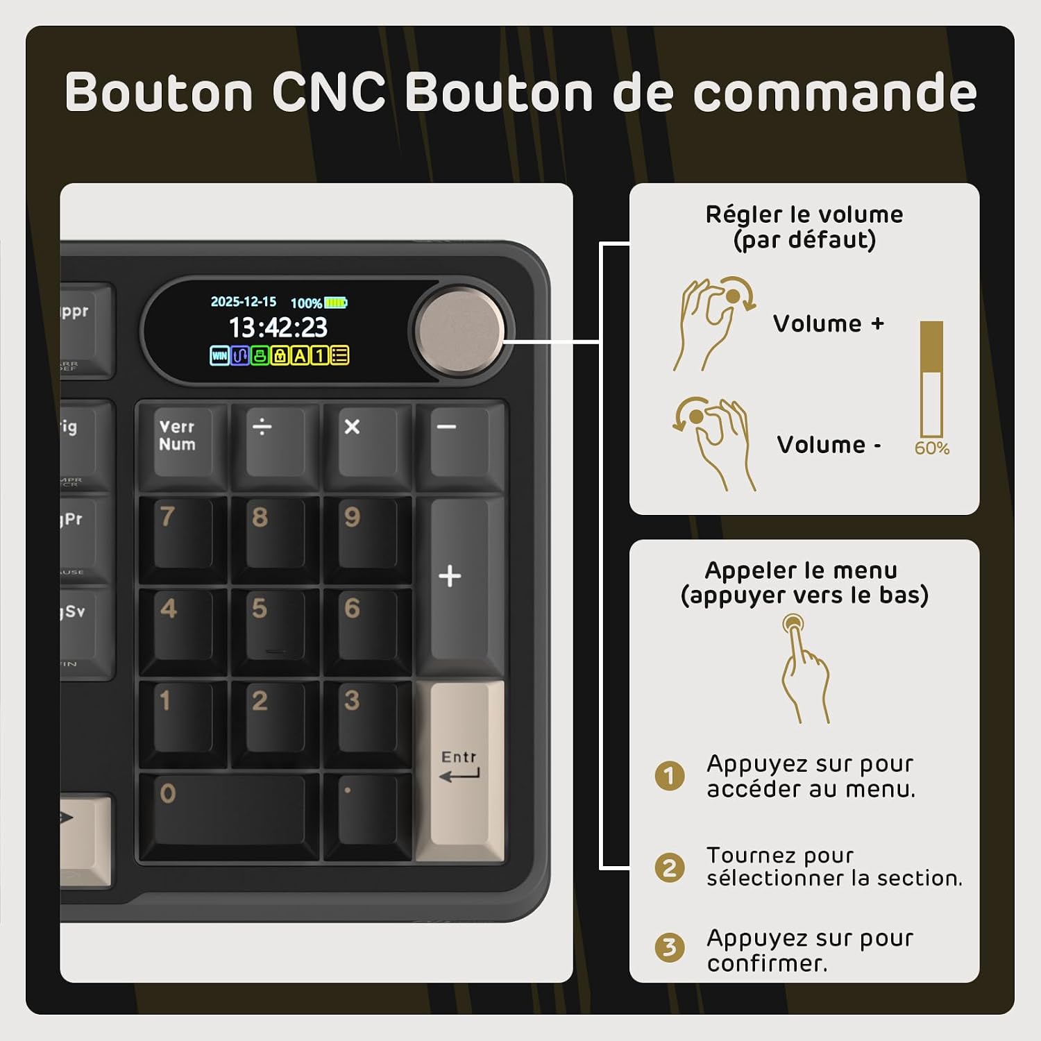 Detalle de RK ROYAL KLUDGE S98FR Clavier Mécanique sans Fil AZERTY avec Écran Smart