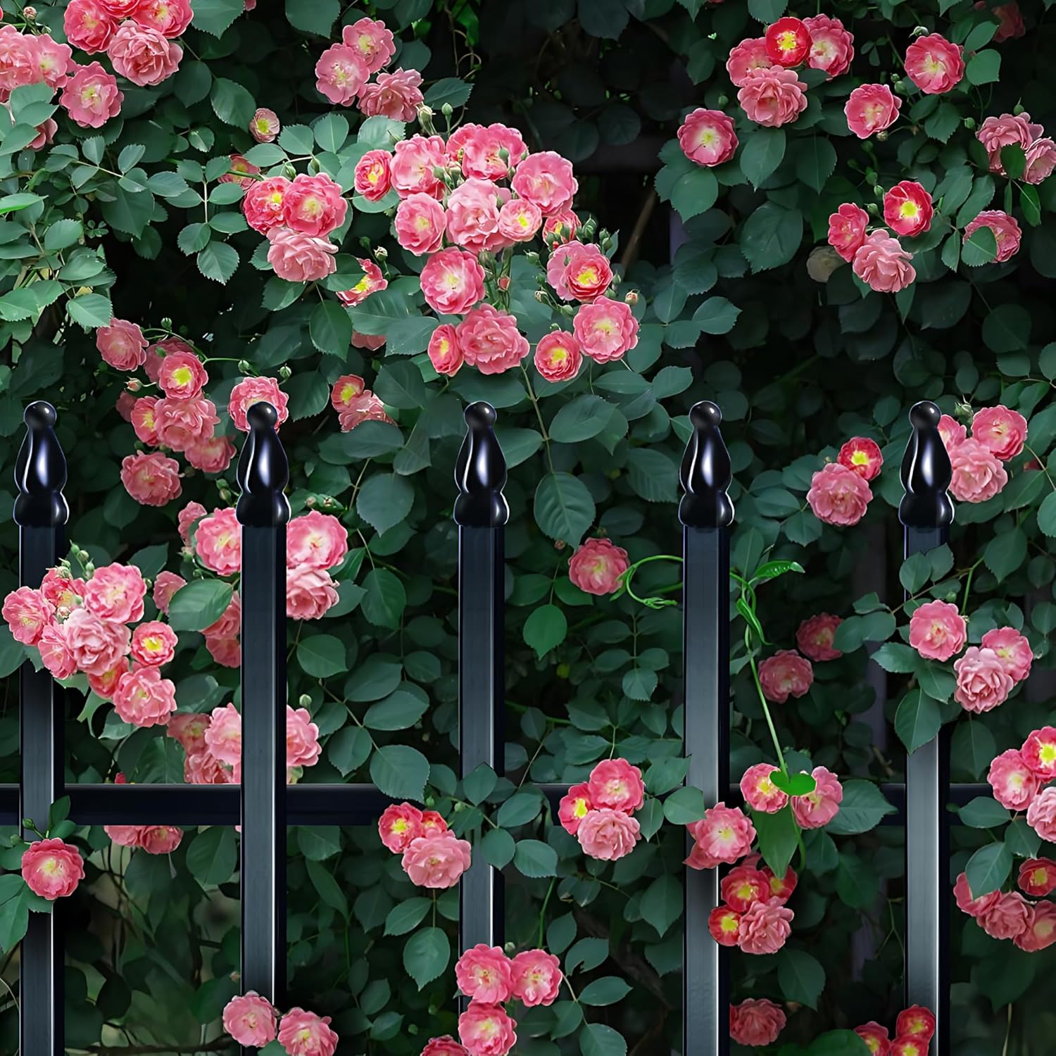 Thumbnail 6 de Thealyn decorative metal garden fence set – 81cm high, 5 panels, 3m total length, no-dig border dog fence (black)